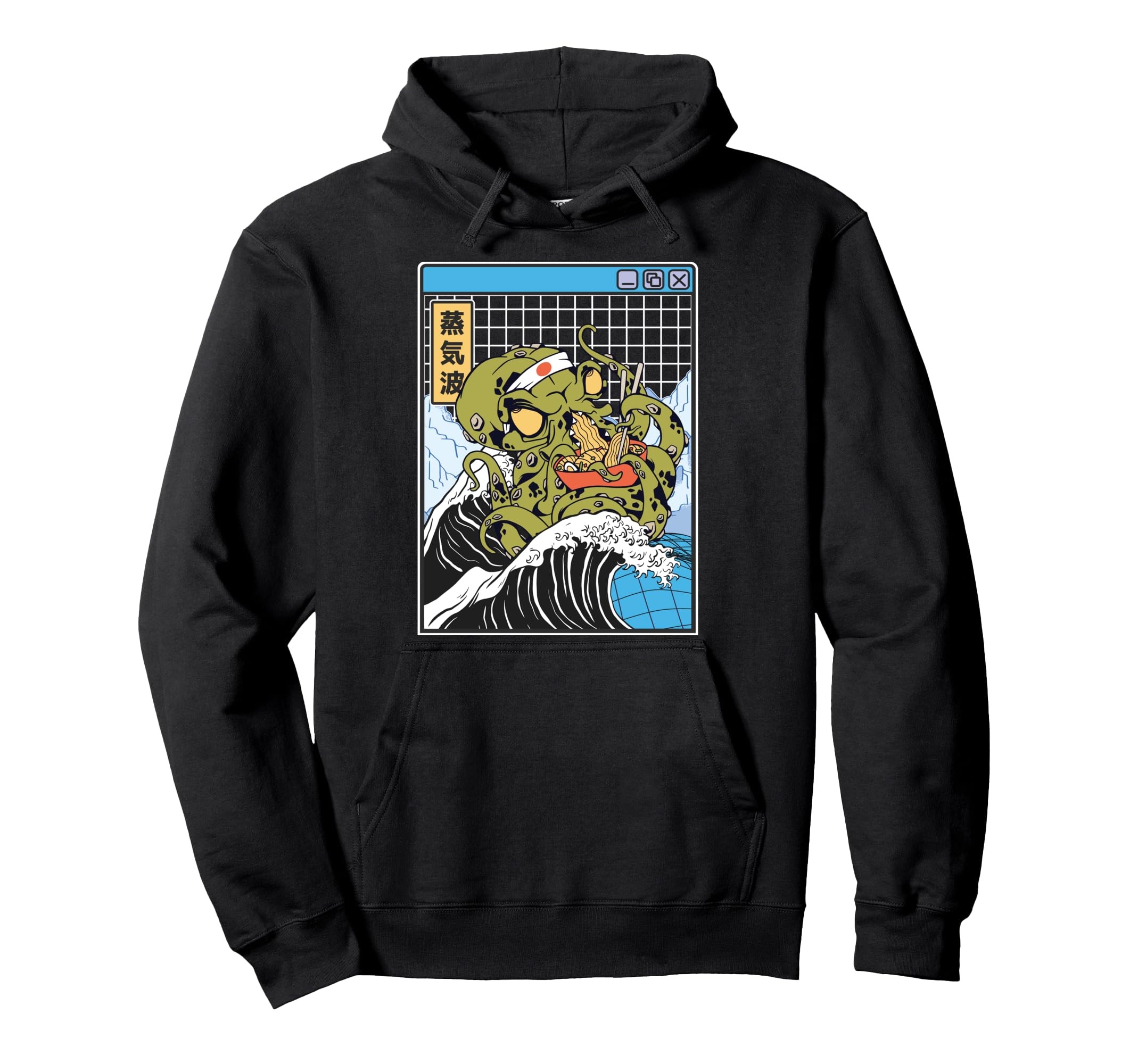 Kraken Eating Ramen Kanagawa Wave Hoodie - Unique Graphic Men Women - T-Shirt, Sweatshirt, Hoodie
