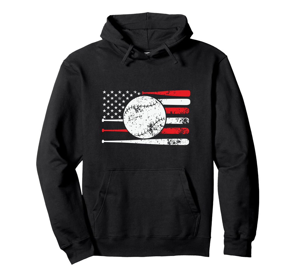 Baseball Usa American Flag Baseball Hoodie - Custom Art Print for Adults - T-Shirt, Sweatshirt, Hoodie