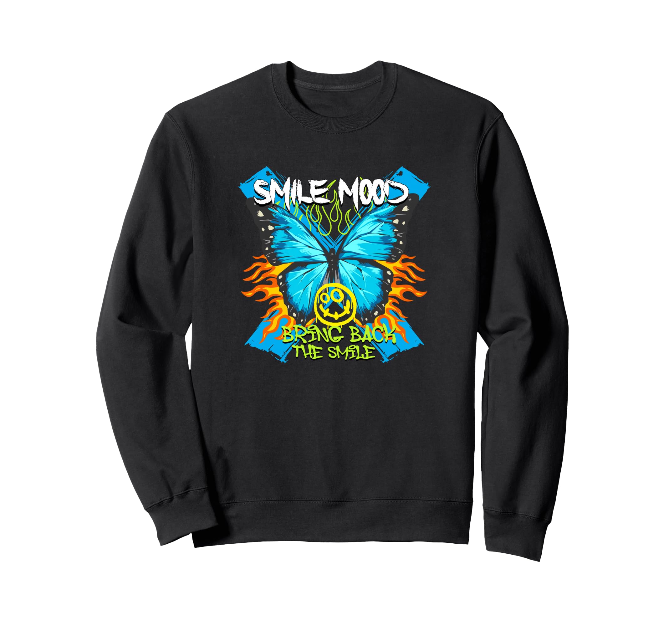 Butterfly Smile Y2K Grunge Sweatshirt - Custom Art Print Men Women - T-Shirt, Sweatshirt, Hoodie