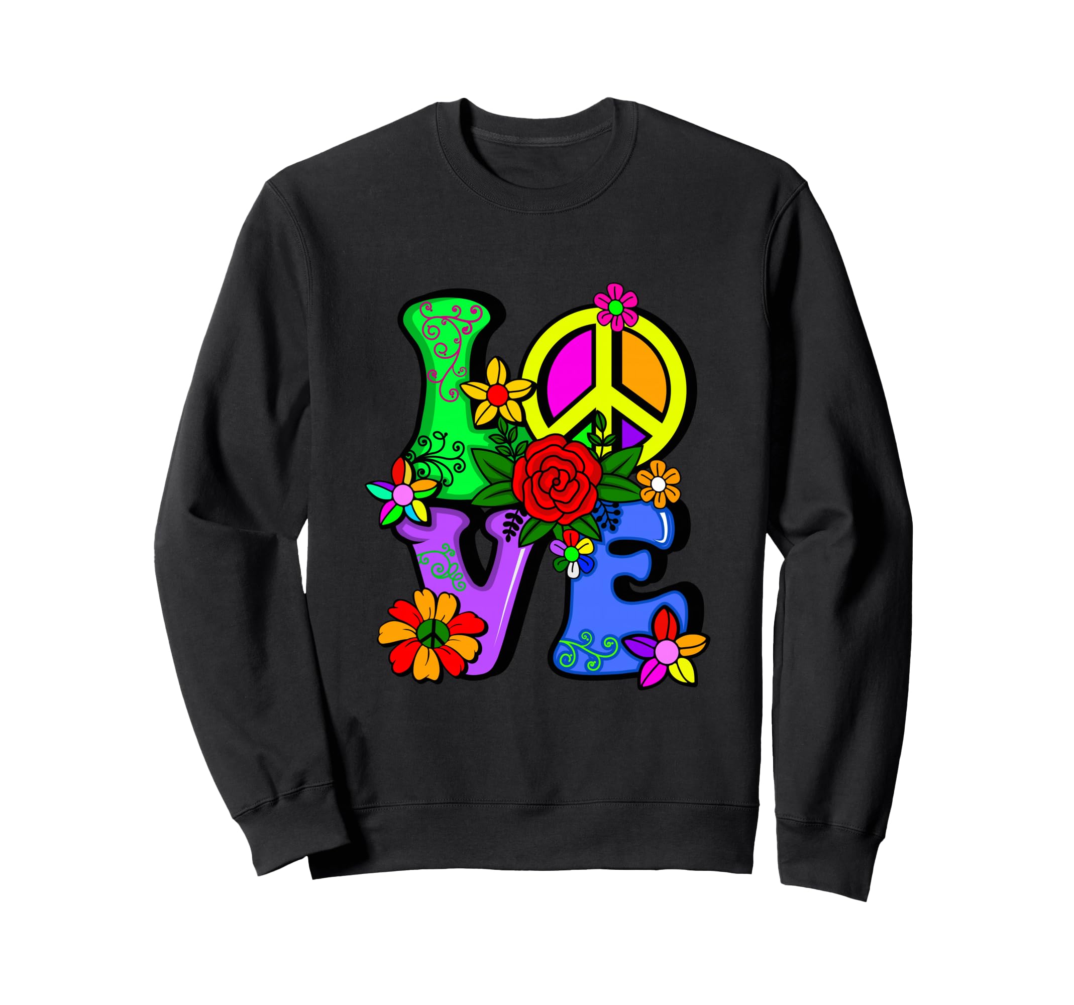 60S 70S Flower Power Hippy Groovy Sweatshirt - Custom Art Print Men Women - T-Shirt, Sweatshirt, Hoodie