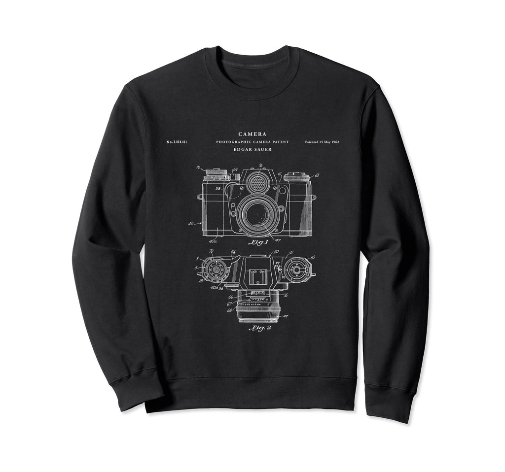 Camera Patent Photographer Gift Sweatshirt - Casual Everyday Wear Men Women - T-Shirt, Sweatshirt, Hoodie