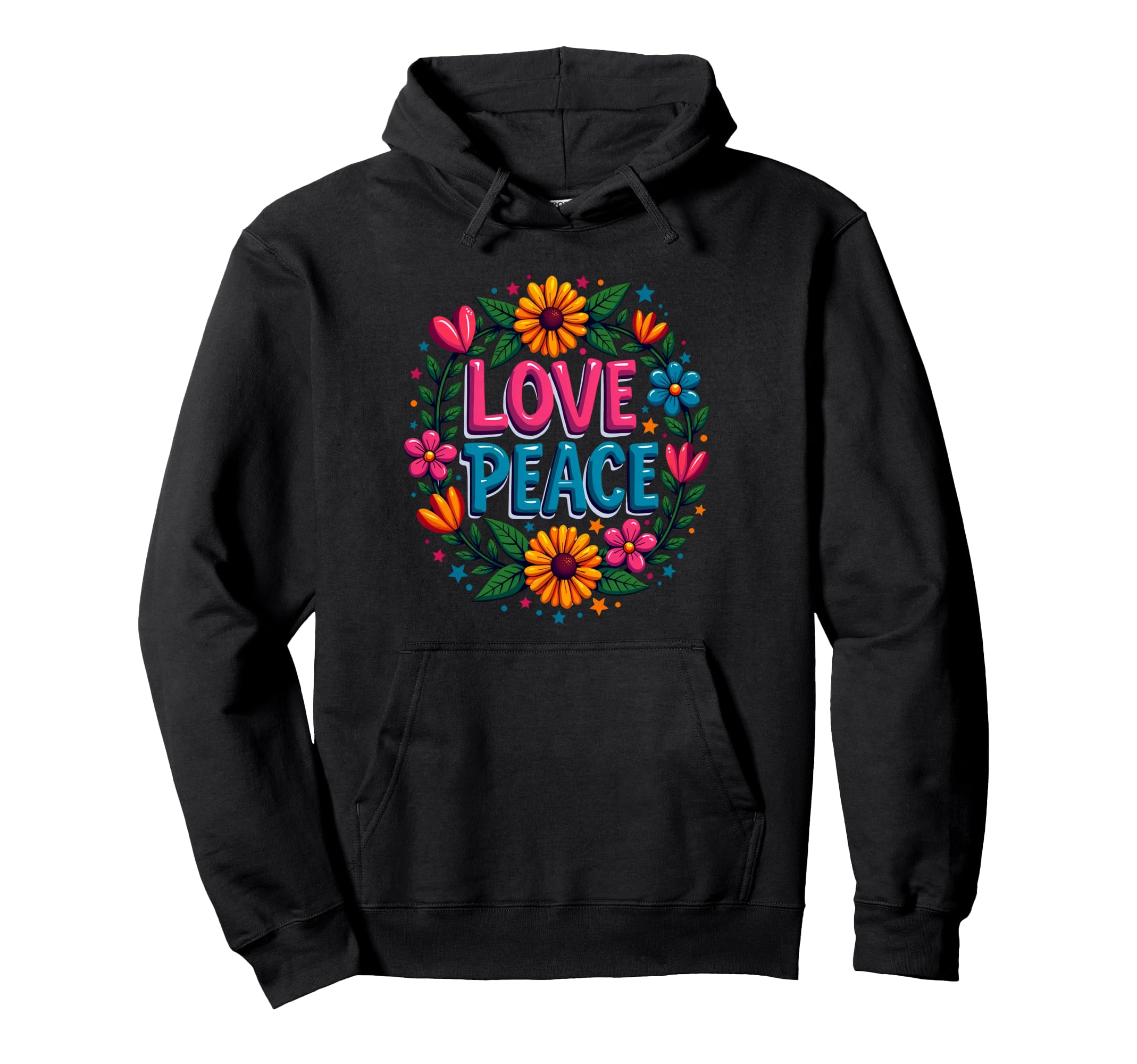 60S 70S Flower Power Groovy Love Peace Hoodie - Fun Novelty Design Unisex - T-Shirt, Sweatshirt, Hoodie