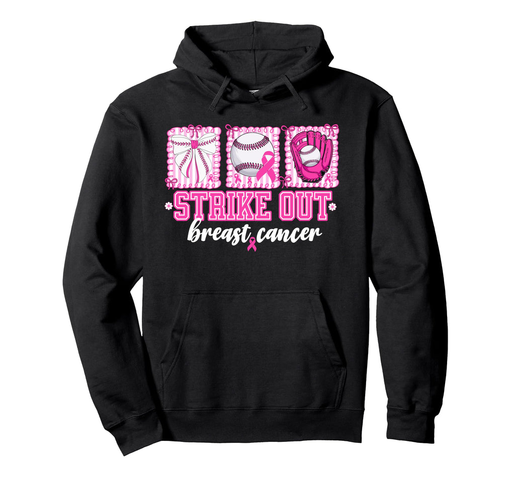 Strike Out Baseball Breast Cancer Hoodie - Custom Art Print Unisex - T-Shirt, Sweatshirt, Hoodie