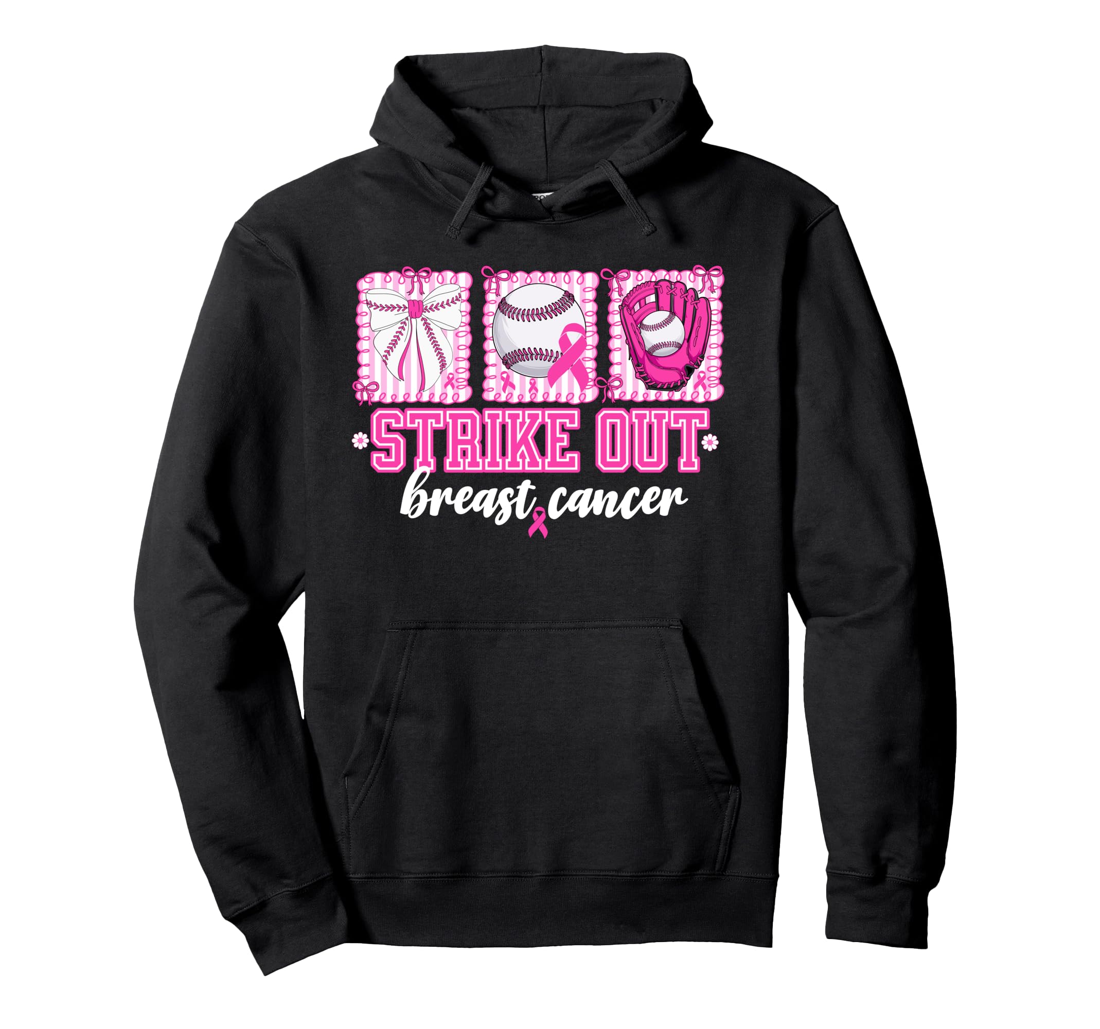 Strike Out Baseball Breast Cancer Hoodie - Custom Art Print Unisex - T-Shirt, Sweatshirt, Hoodie
