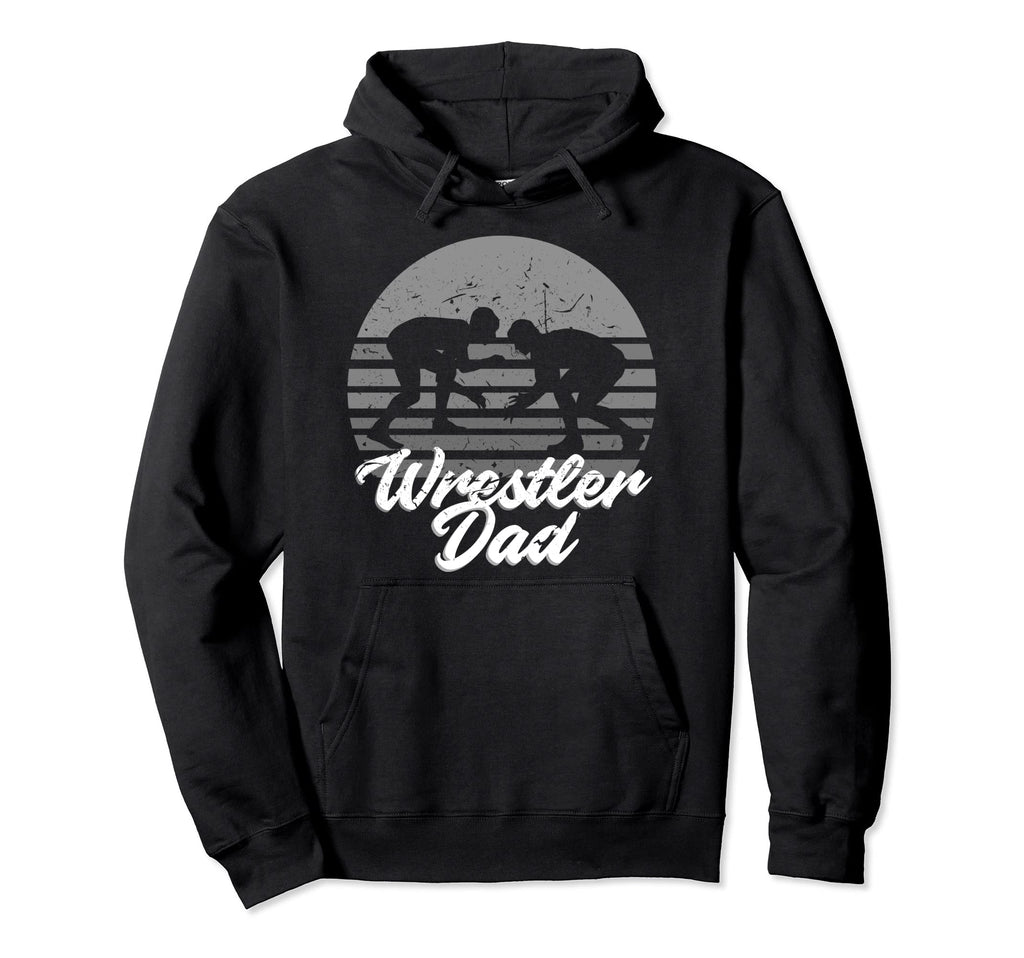 Wrestler Wrestling Dad Distressed Fan Hoodie - Trendy Graphic Men Women - T-Shirt, Sweatshirt, Hoodie