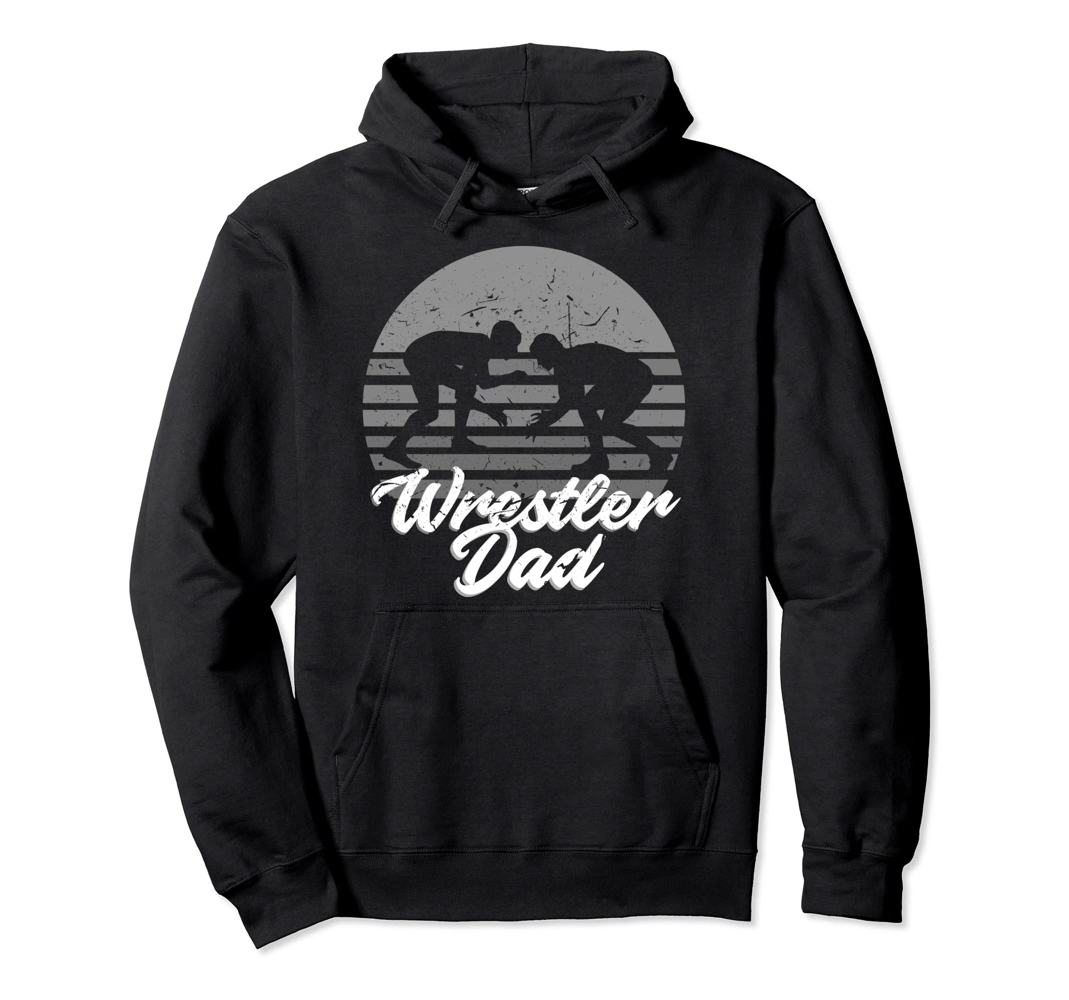 Wrestler Wrestling Dad Distressed Fan Hoodie - Trendy Graphic Men Women - T-Shirt, Sweatshirt, Hoodie