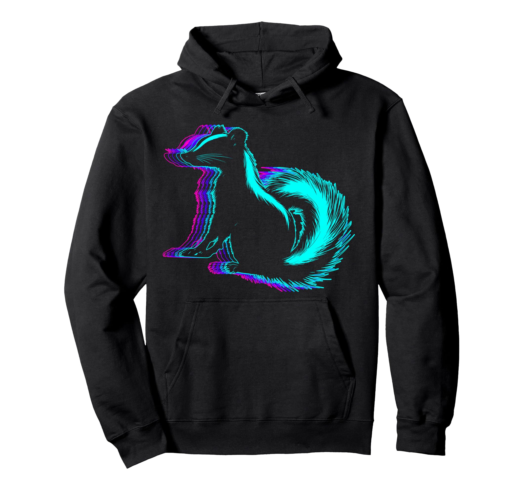 Skunk Animal Vaporwave Hoodie - Unique Graphic for Adults - T-Shirt, Sweatshirt, Hoodie