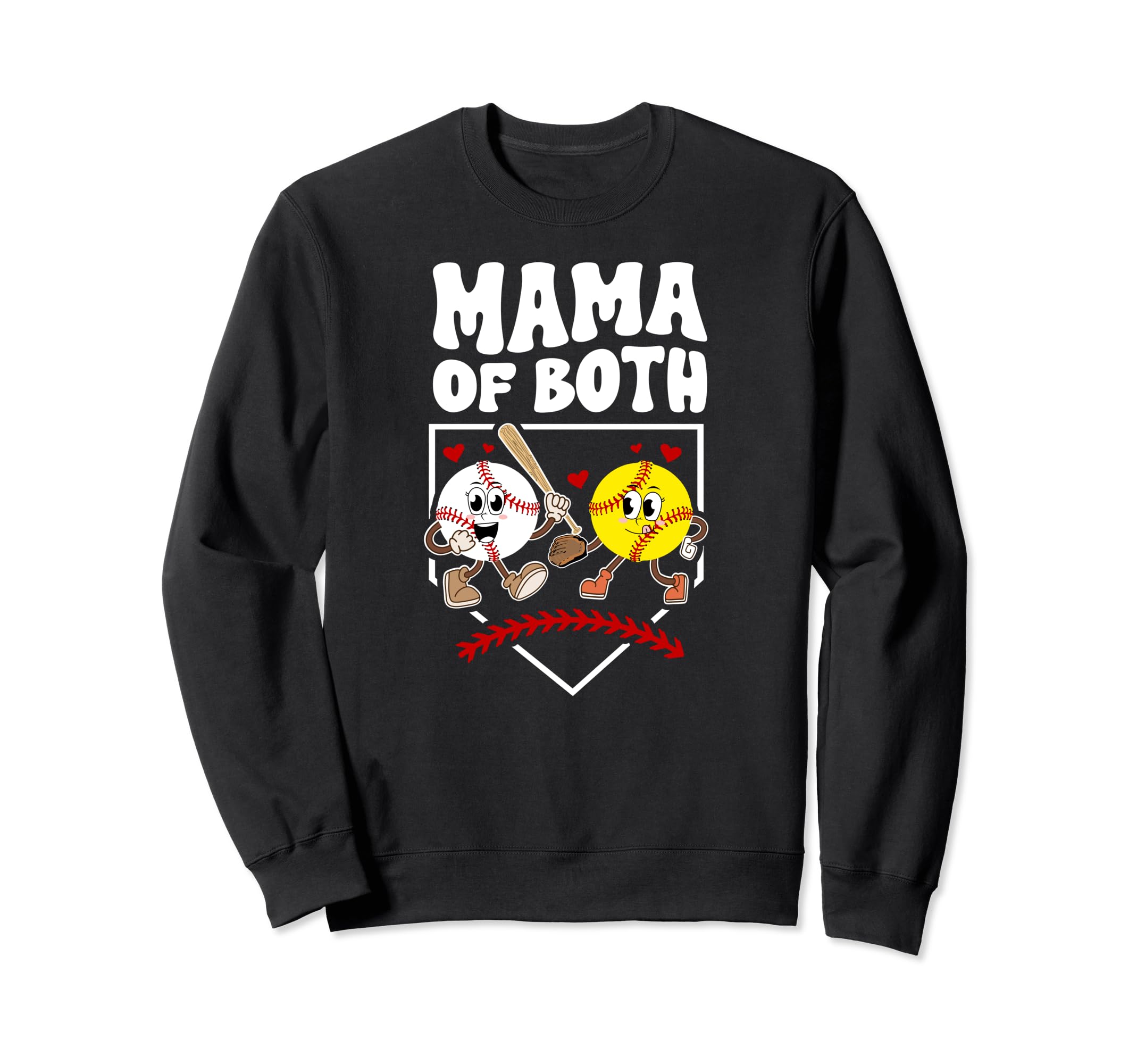 Mama Both Groovy Baseball Sweatshirt - Aesthetic Graphic for Adults - T-Shirt, Sweatshirt, Hoodie
