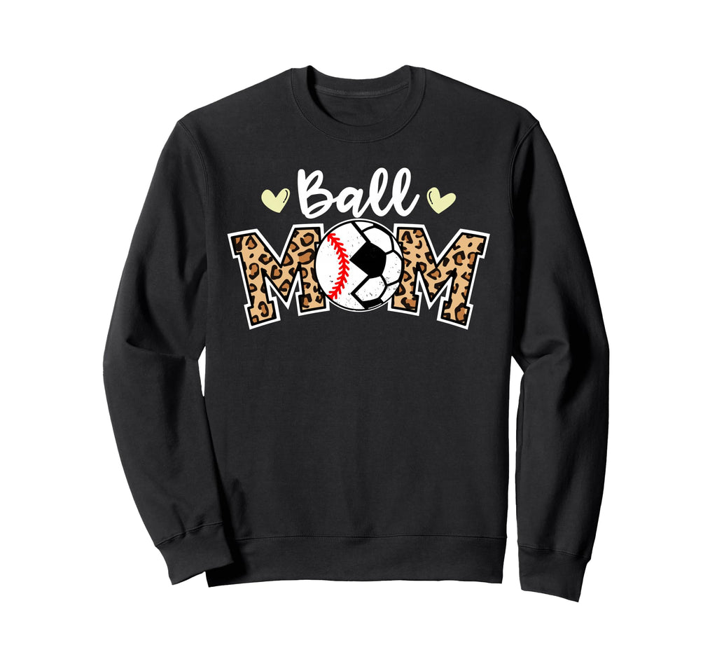 Ball Mom Leopard Funny Soccer Sweatshirt - Custom Art Print for Adults - T-Shirt, Sweatshirt, Hoodie
