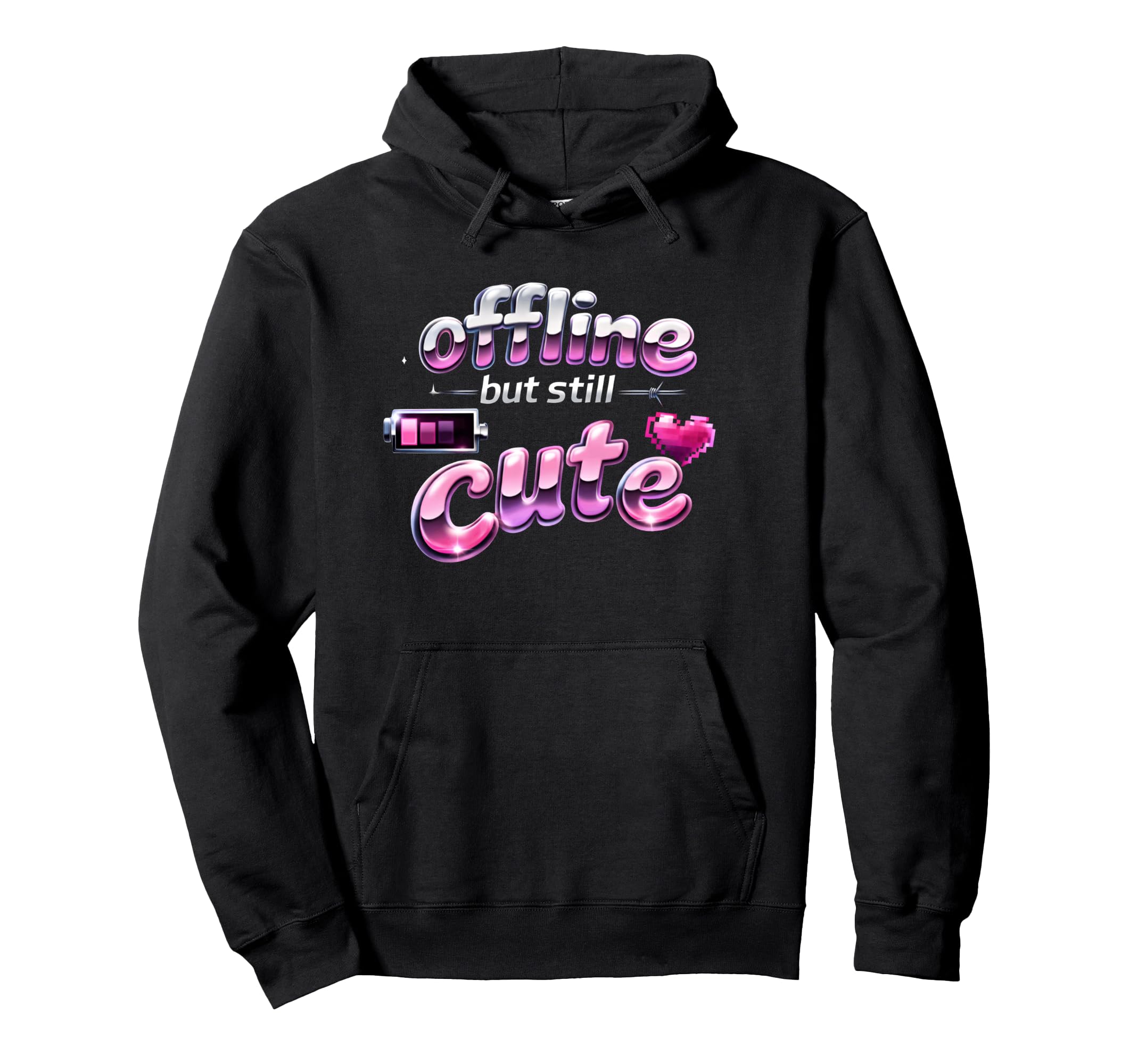 Offline But Still Y2K Aesthetic Hoodie - Aesthetic Graphic Men Women - T-Shirt, Sweatshirt, Hoodie