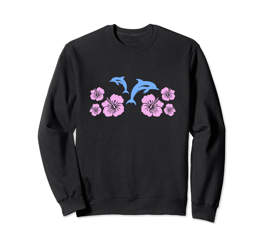 Dolphin Hibiscus Y2K Aesthetic Sweatshirt - Trendy Graphic for Adults - T-Shirt, Sweatshirt, Hoodie