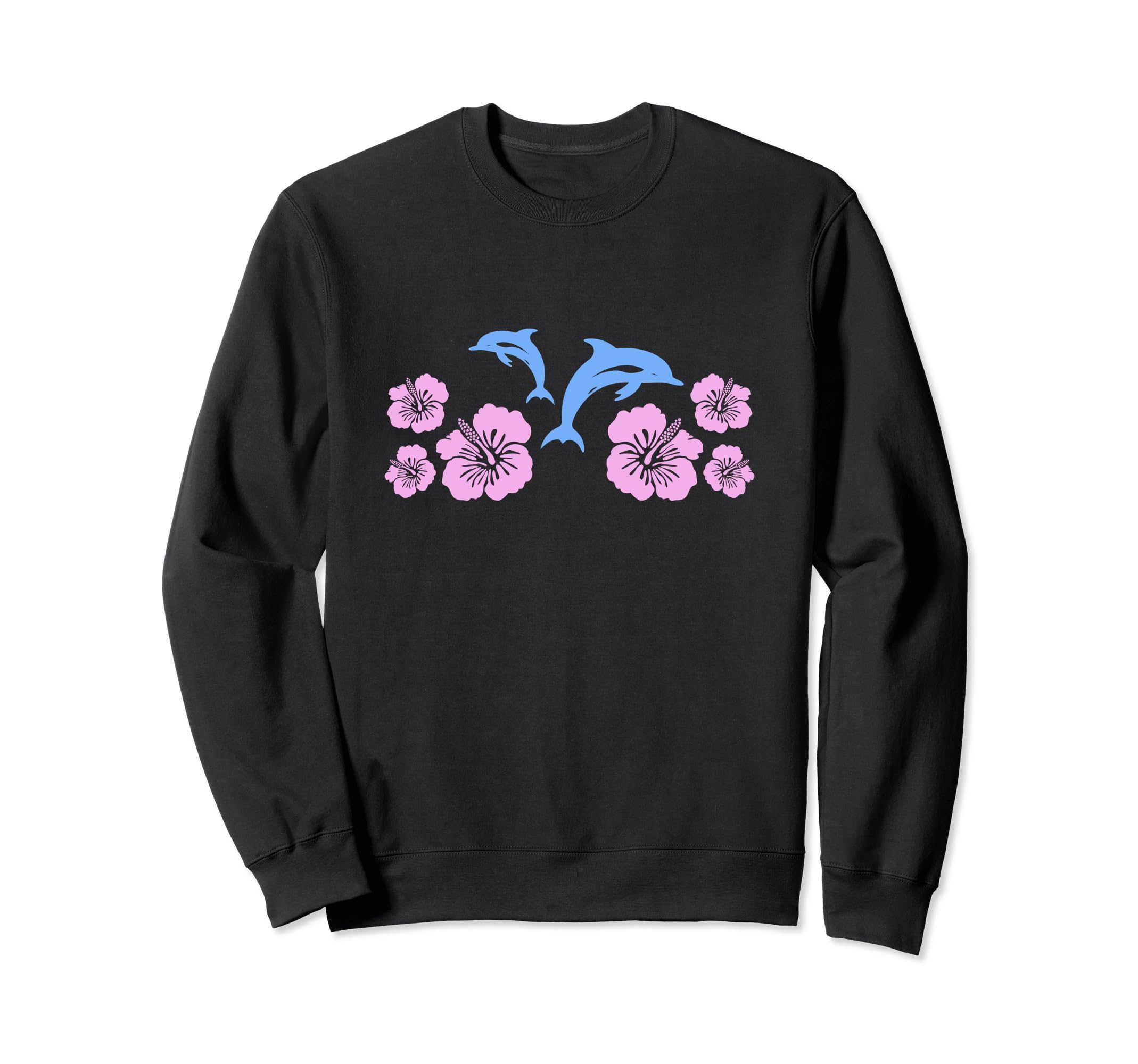 Dolphin Hibiscus Y2K Aesthetic Sweatshirt - Trendy Graphic for Adults - T-Shirt, Sweatshirt, Hoodie