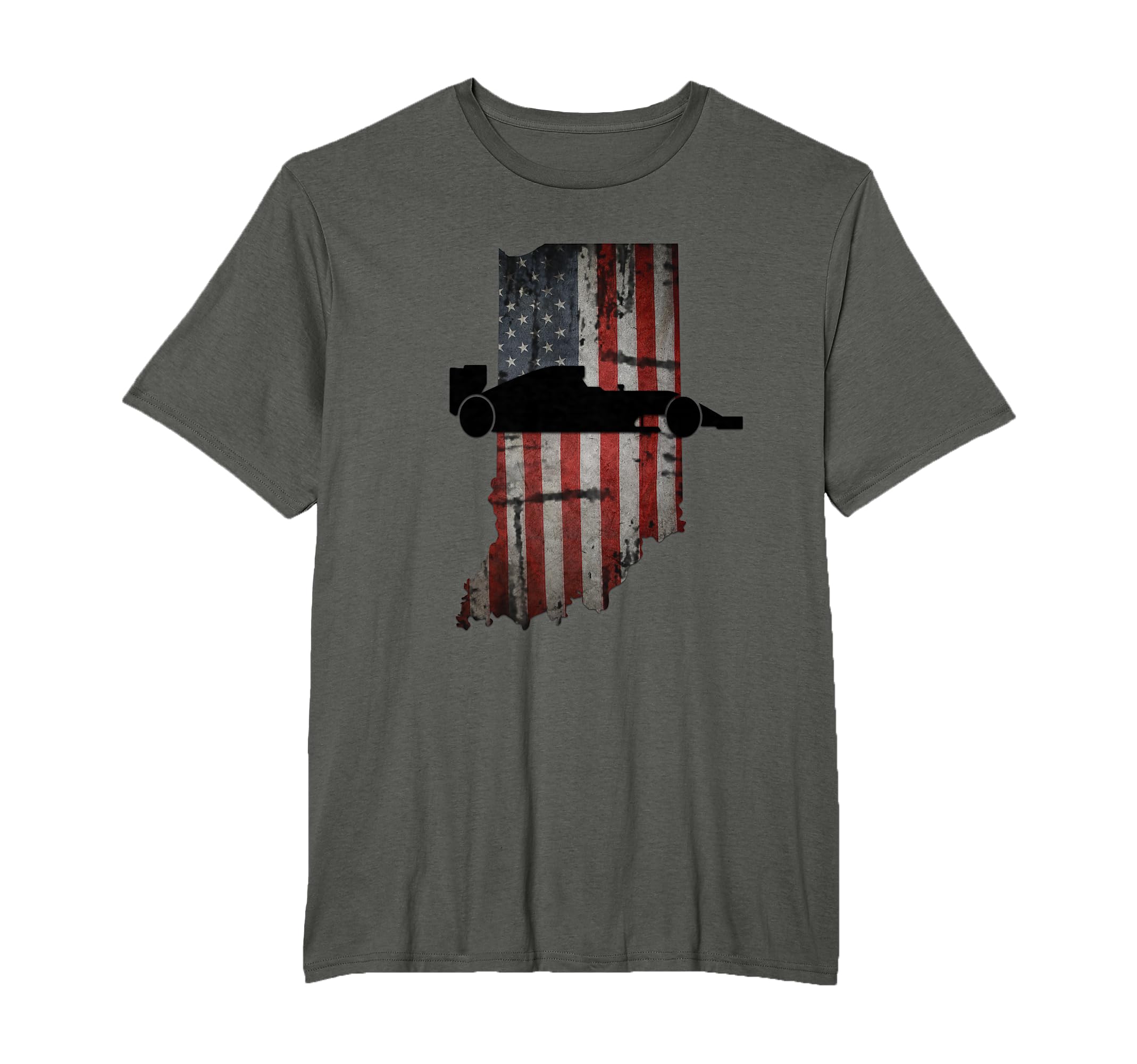 State Indiana Racecar Distressed T-Shirt - Minimalist Print Men Women - T-Shirt, Sweatshirt, Hoodie
