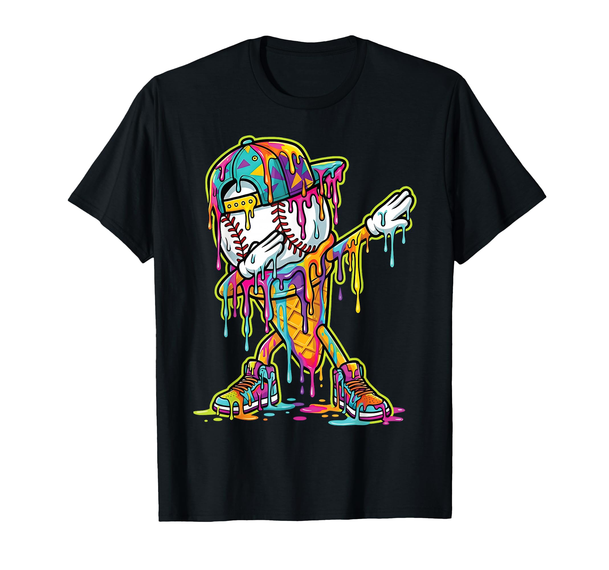 Baseball Ice Cream Dripping Dabbing T-Shirt - Streetwear Style Men Women - T-Shirt, Sweatshirt, Hoodie