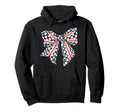 Checkered Baseball Bow Distressed Hand Hoodie - Trendy Graphic Unisex - T-Shirt, Sweatshirt, Hoodie