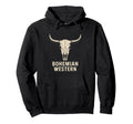Bohemian Western Cow Skull Rustic Cowboy Hoodie - Novelty Apparel Men Women - T-Shirt, Sweatshirt, Hoodie