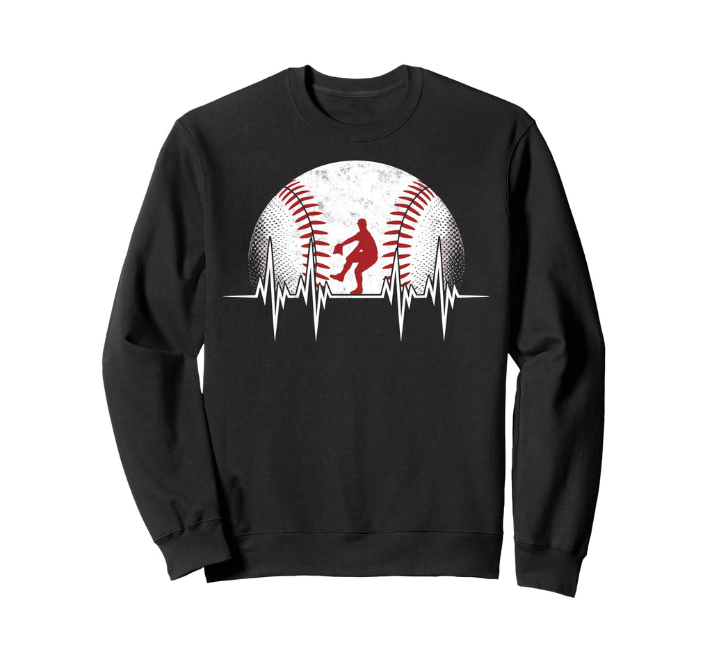 Baseball Ball Heartbeat Player Coach Sweatshirt - Graphic Print for Adults - T-Shirt, Sweatshirt, Hoodie