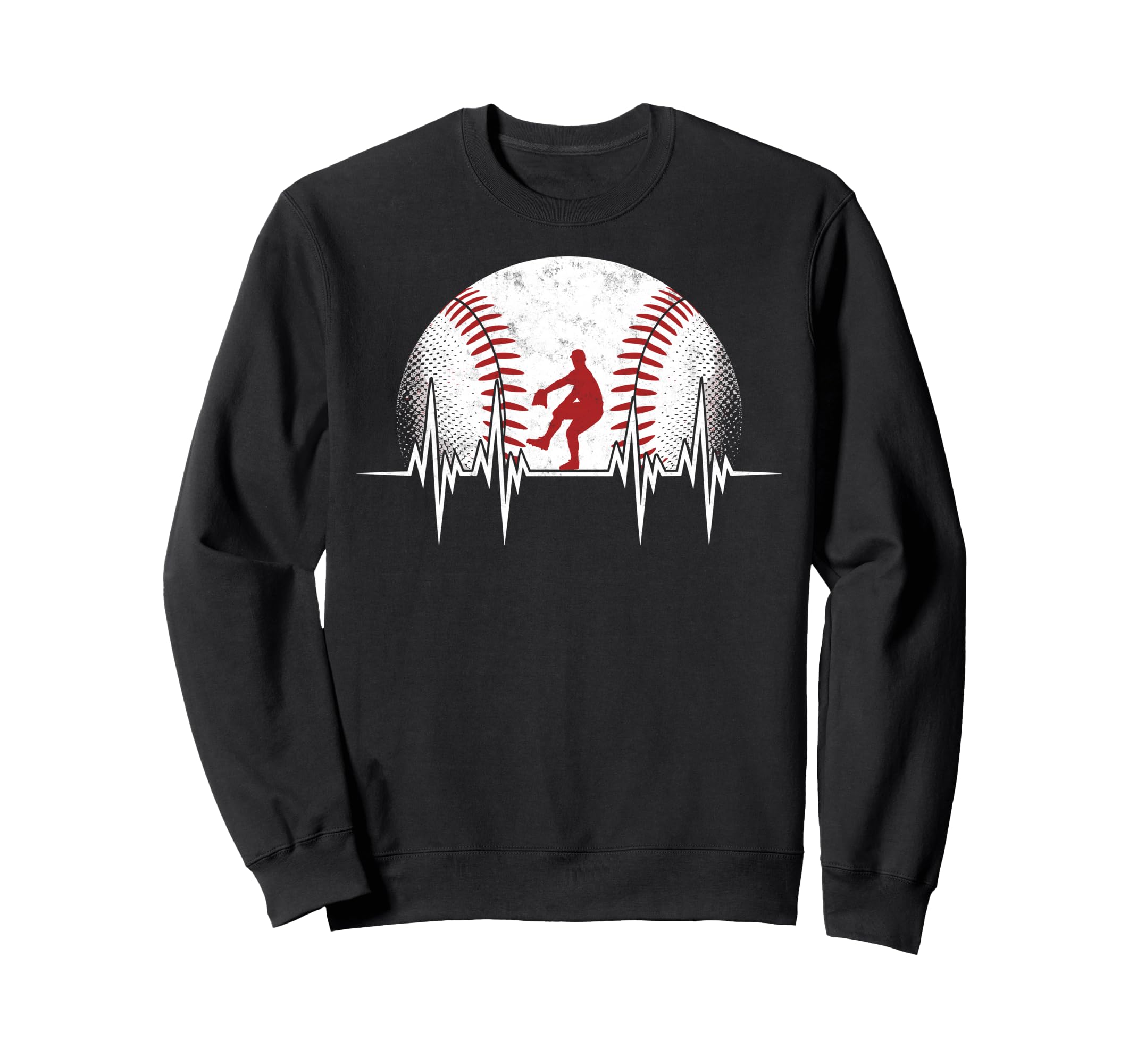 Baseball Ball Heartbeat Player Coach Sweatshirt - Graphic Print for Adults - T-Shirt, Sweatshirt, Hoodie