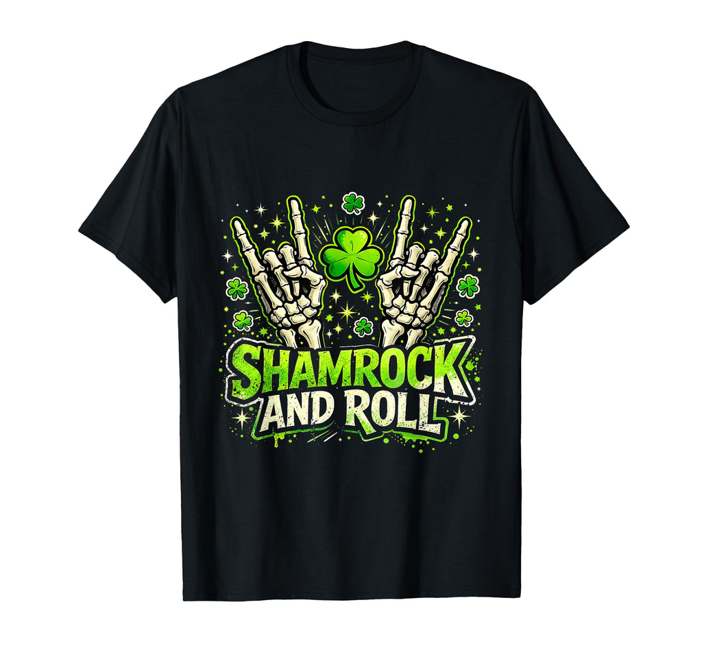 Shamrock And Roll St Patrick Day Rock T-Shirt - Unique Graphic for Adults - T-Shirt, Sweatshirt, Hoodie