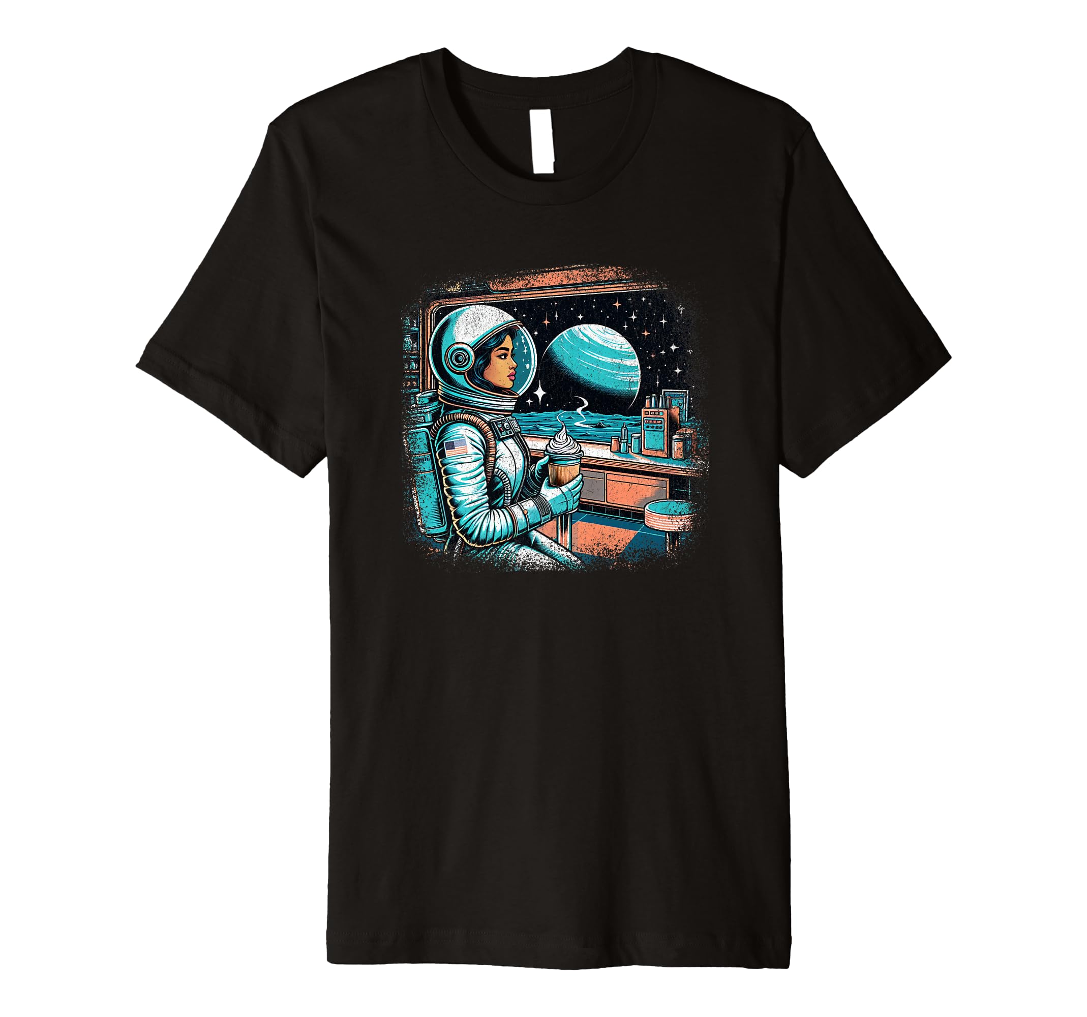 Astronaut Having Milkshake Old T-Shirt - Casual Everyday Wear for Adults - T-Shirt, Sweatshirt, Hoodie