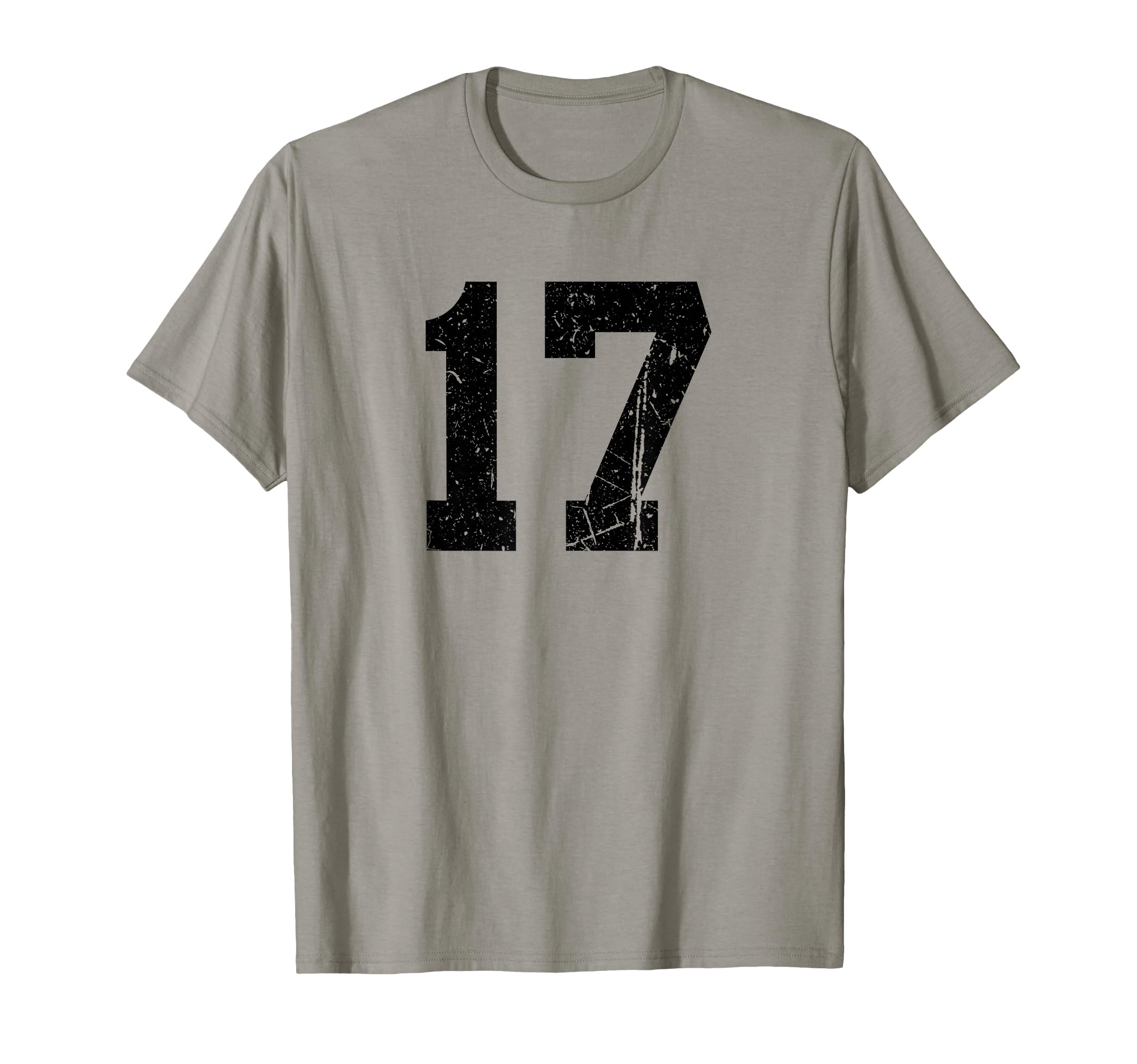 Distressed Black Sports Team Number 17 T-Shirt - Novelty Apparel Men Women - T-Shirt, Sweatshirt, Hoodie