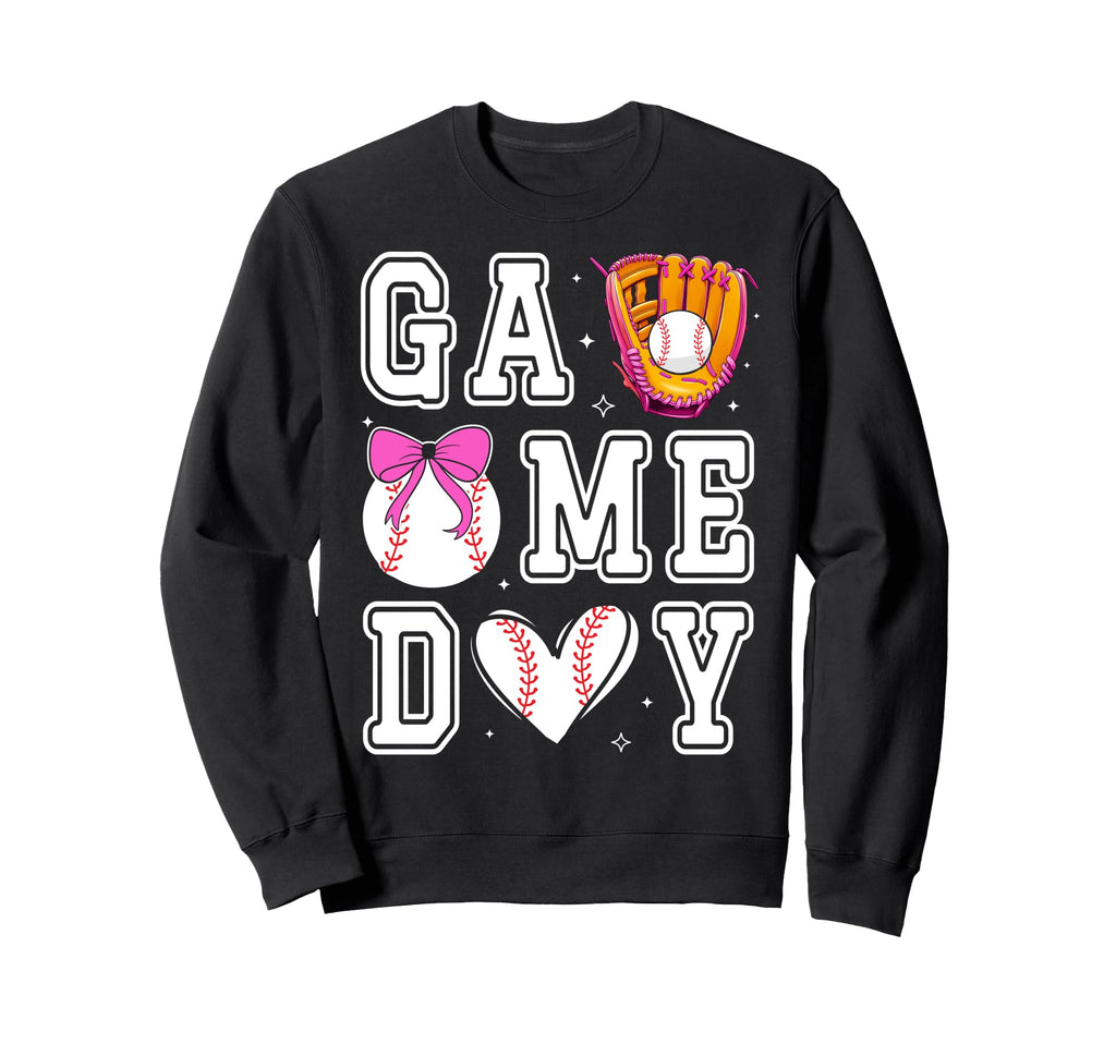 Baseball Sister Coquette Bow Game Day Sweatshirt - Graphic Print Unisex - T-Shirt, Sweatshirt, Hoodie