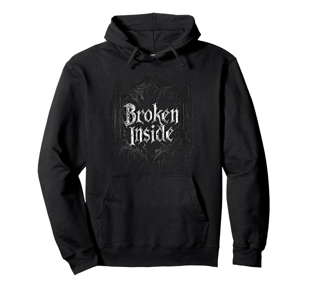 Broken Inside Y2K Emo Aesthetic Gothic Hoodie - Fun Novelty Design Unisex - T-Shirt, Sweatshirt, Hoodie