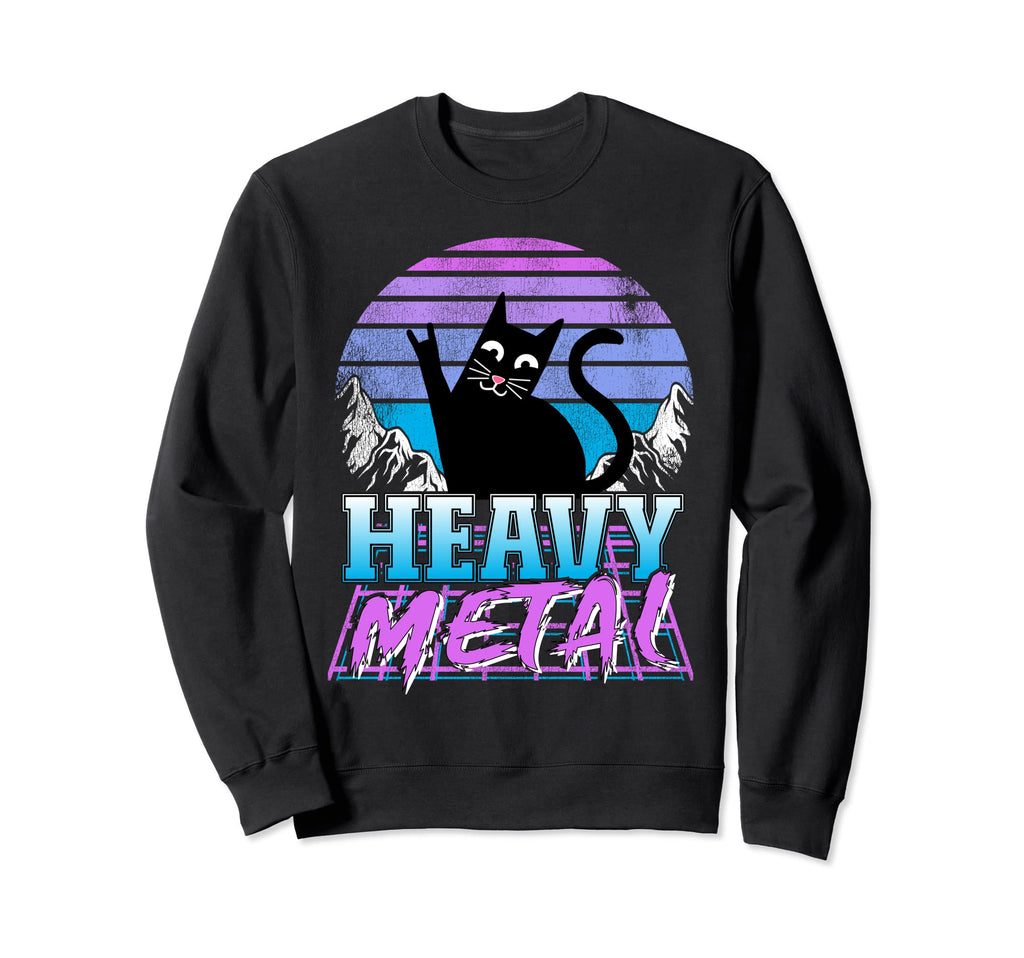 Retrowave Pastel Goth Cat 80S Sweatshirt - Custom Art Print for Adults - T-Shirt, Sweatshirt, Hoodie