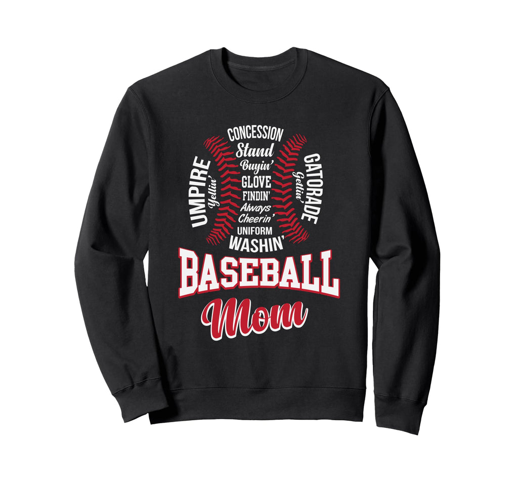 Stylish Baseball Mom Word Cloud Sweatshirt - Fun Novelty Design Men Women - T-Shirt, Sweatshirt, Hoodie