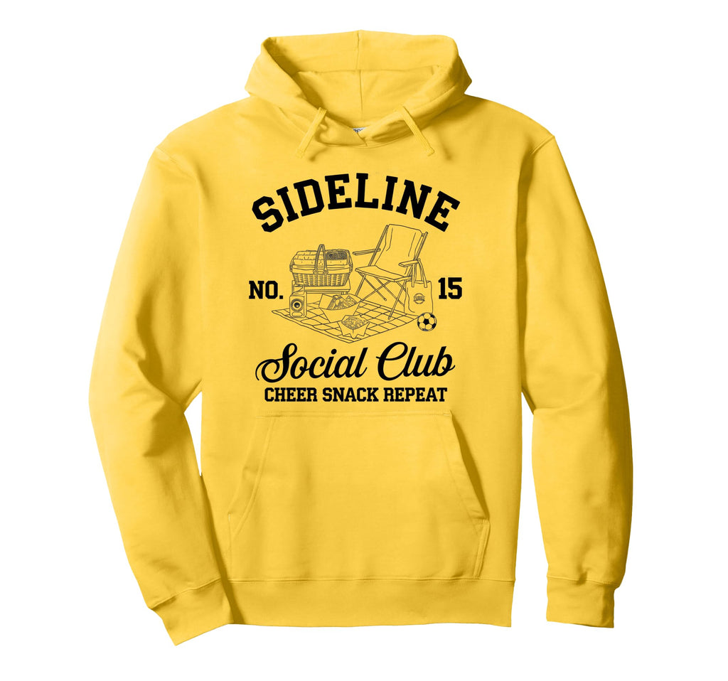 Sideline Social Club Soccer Mom Game Day Hoodie - Graphic Print for Adults - T-Shirt, Sweatshirt, Hoodie