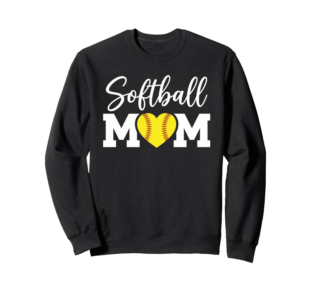 Softball Mom Heart Fastpitch Mama Game Sweatshirt - Unique Graphic Unisex - T-Shirt, Sweatshirt, Hoodie