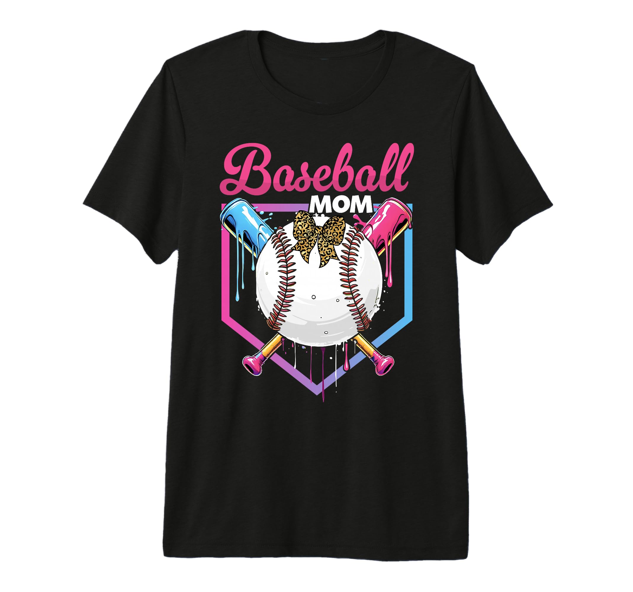 Baseball Drip Mom Bow Baseball T-Shirt - Custom Art Print Men Women - T-Shirt, Sweatshirt, Hoodie
