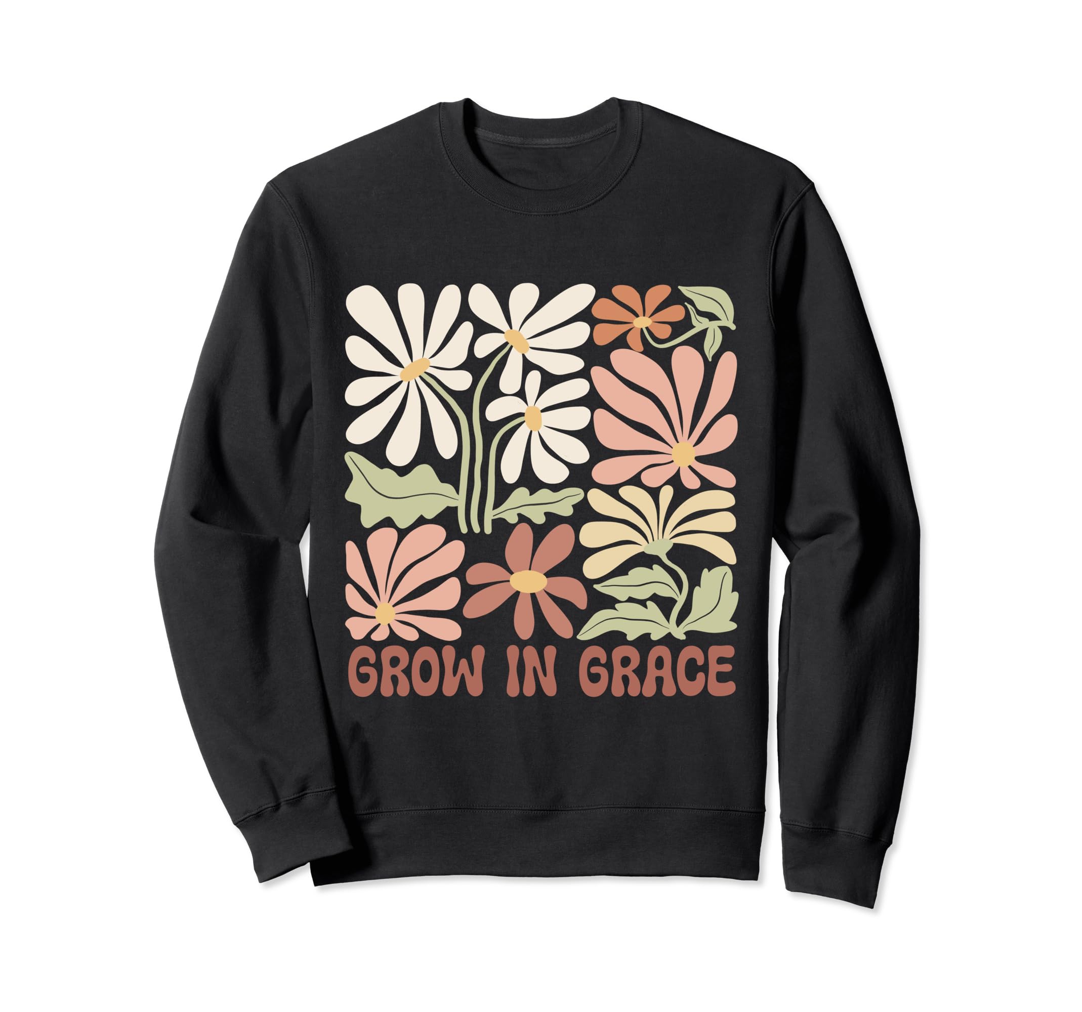 Boho Minimalistic Grow Grace Floral Sweatshirt - Trendy Graphic Unisex - T-Shirt, Sweatshirt, Hoodie