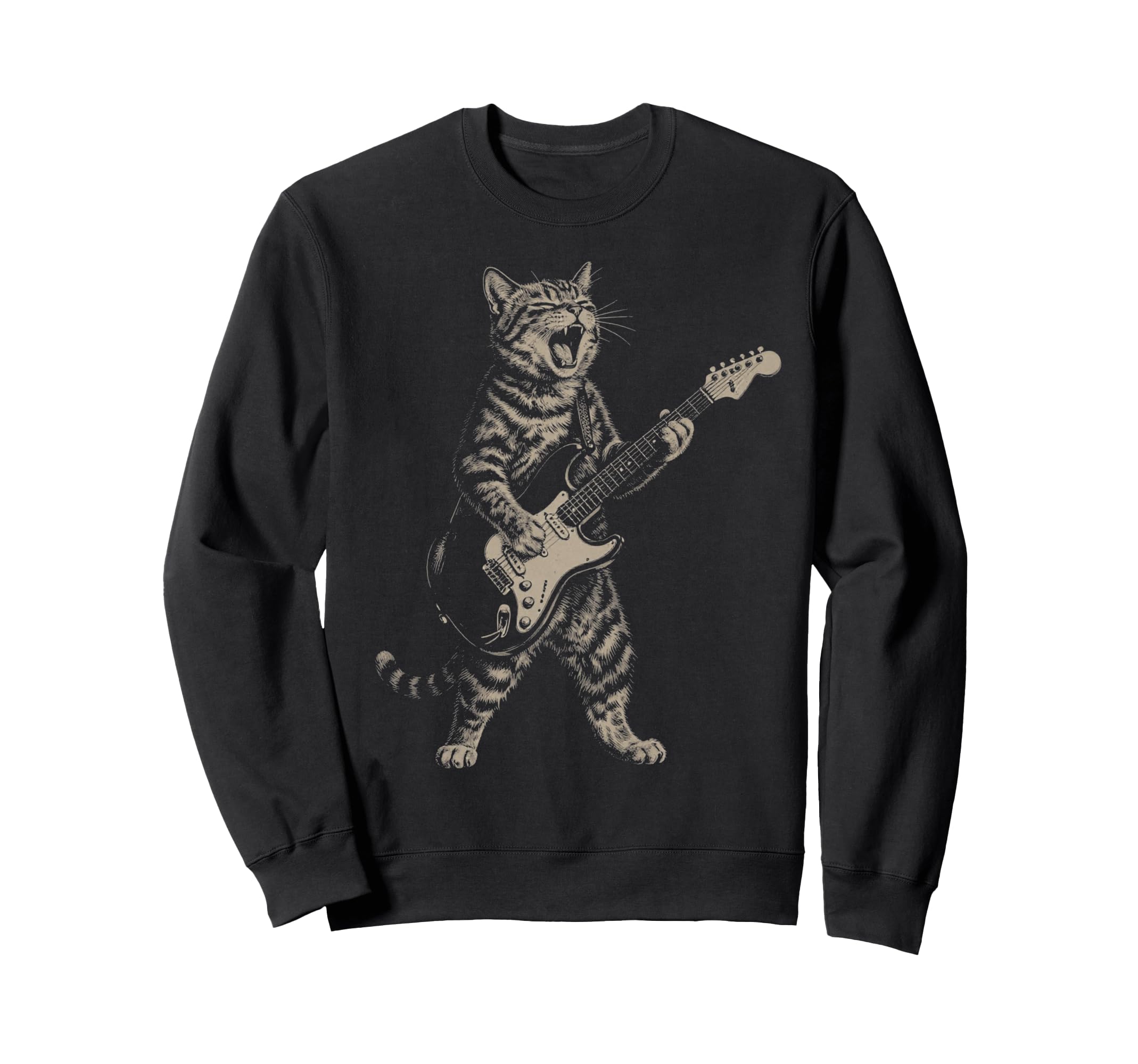 Cat Playing Guitar Boho 90S Music Lover Sweatshirt - Graphic Print Unisex - T-Shirt, Sweatshirt, Hoodie