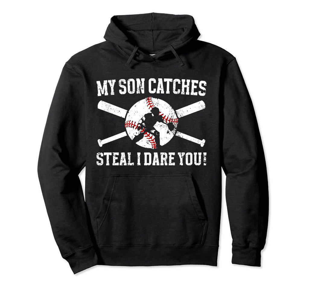 My Son Catches Baseball Catcher Mom Hoodie - Graphic Print Men Women - T-Shirt, Sweatshirt, Hoodie