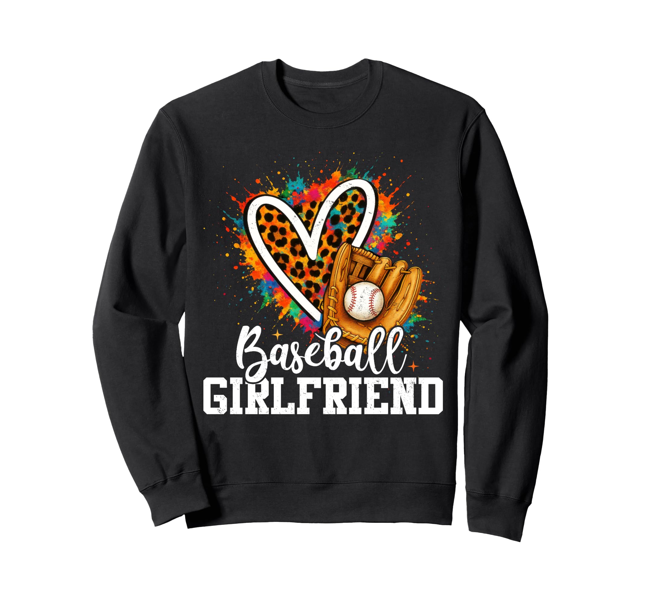 Baseball Girlfriend Leopard Heart Sweatshirt - Minimalist Print Men Women - T-Shirt, Sweatshirt, Hoodie