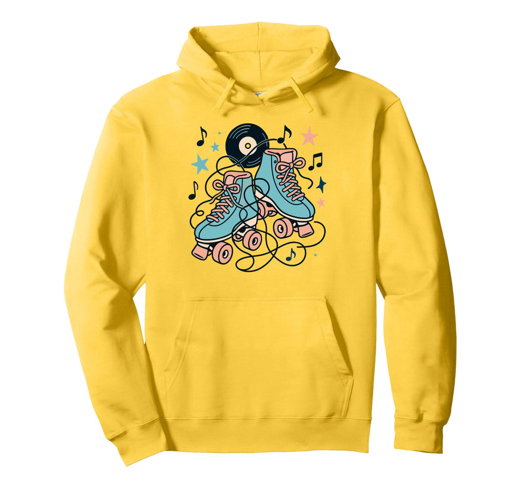 50S Roller Skates And Vinyl Music Hoodie - Novelty Apparel Unisex - T-Shirt, Sweatshirt, Hoodie