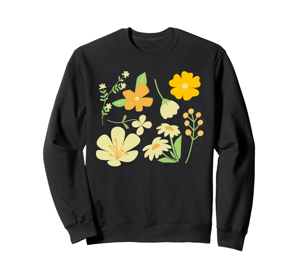 Boho Floral Warm Yellow Wildflower Sweatshirt - Minimalist Print Unisex - T-Shirt, Sweatshirt, Hoodie