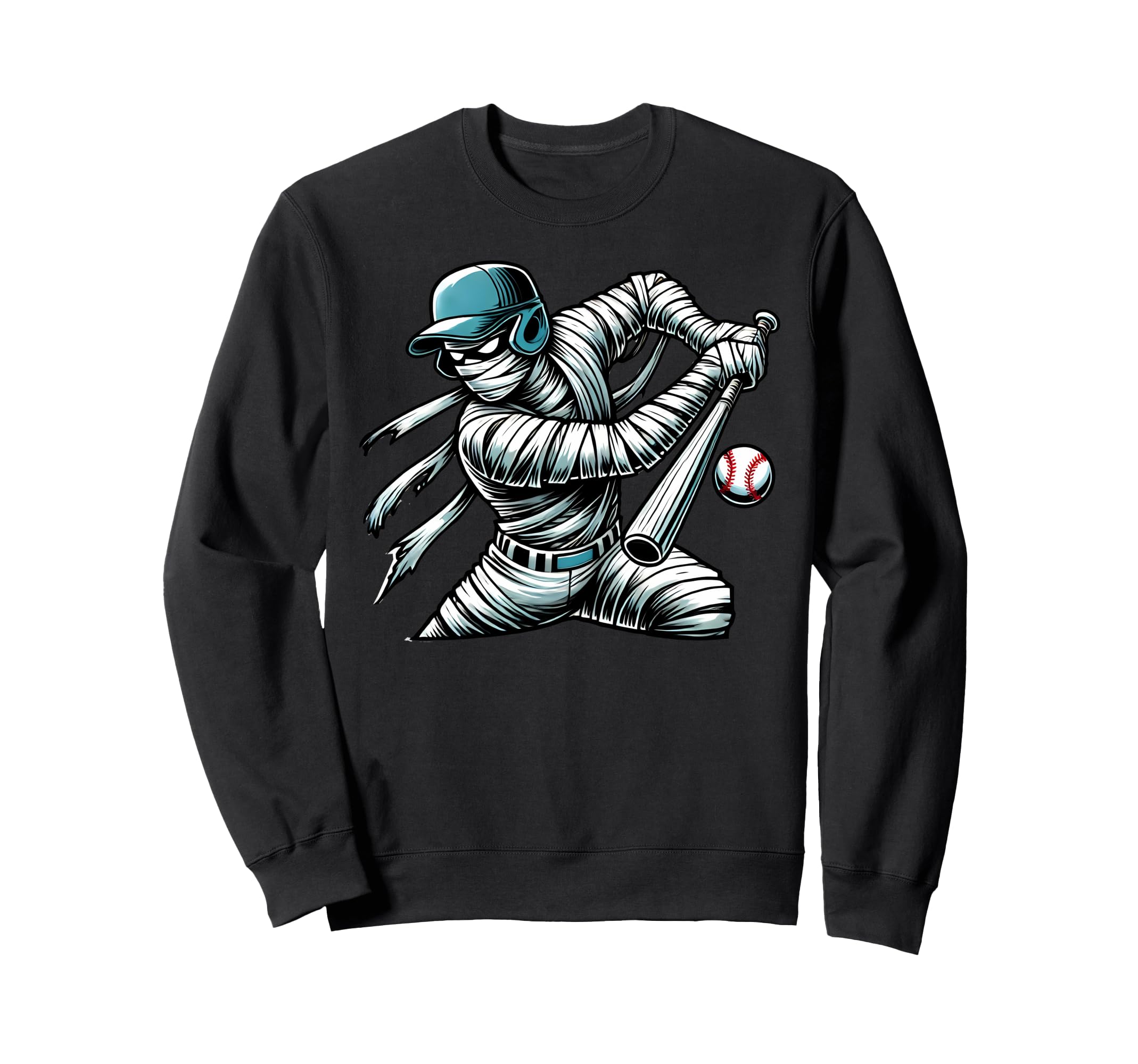 Mummy Playing Baseball Funny Sweatshirt - Unique Graphic for Adults - T-Shirt, Sweatshirt, Hoodie