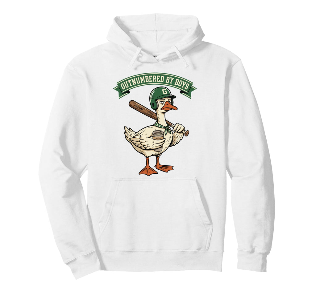 Outnumbered Mom Goose Baseball Mama Hoodie - Casual Everyday Wear Men Women - T-Shirt, Sweatshirt, Hoodie