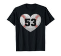 Baseball Number 53 Distressed Heart T-Shirt - Minimalist Print for Adults - T-Shirt, Sweatshirt, Hoodie