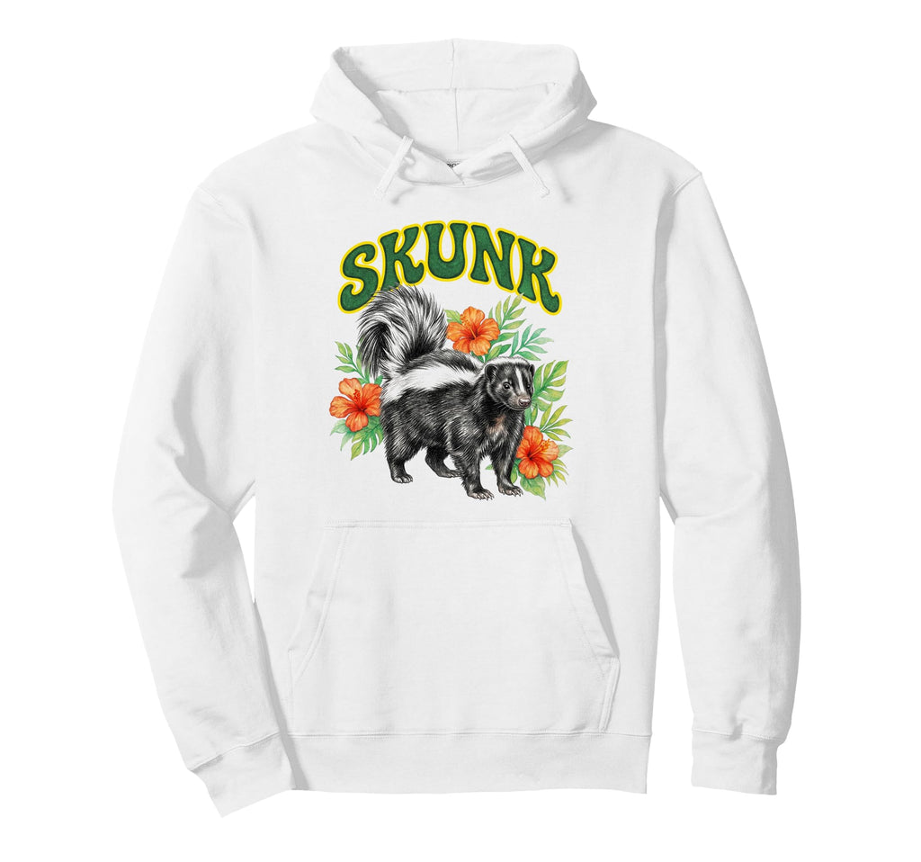 Skunk Groovy Floral Skunk Hoodie - Casual Everyday Wear for Adults - T-Shirt, Sweatshirt, Hoodie