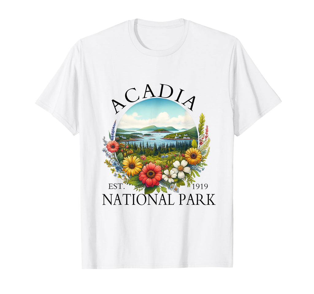 Floral Acadia National Park Hiking T-Shirt - Fun Novelty Design Men Women - T-Shirt, Sweatshirt, Hoodie