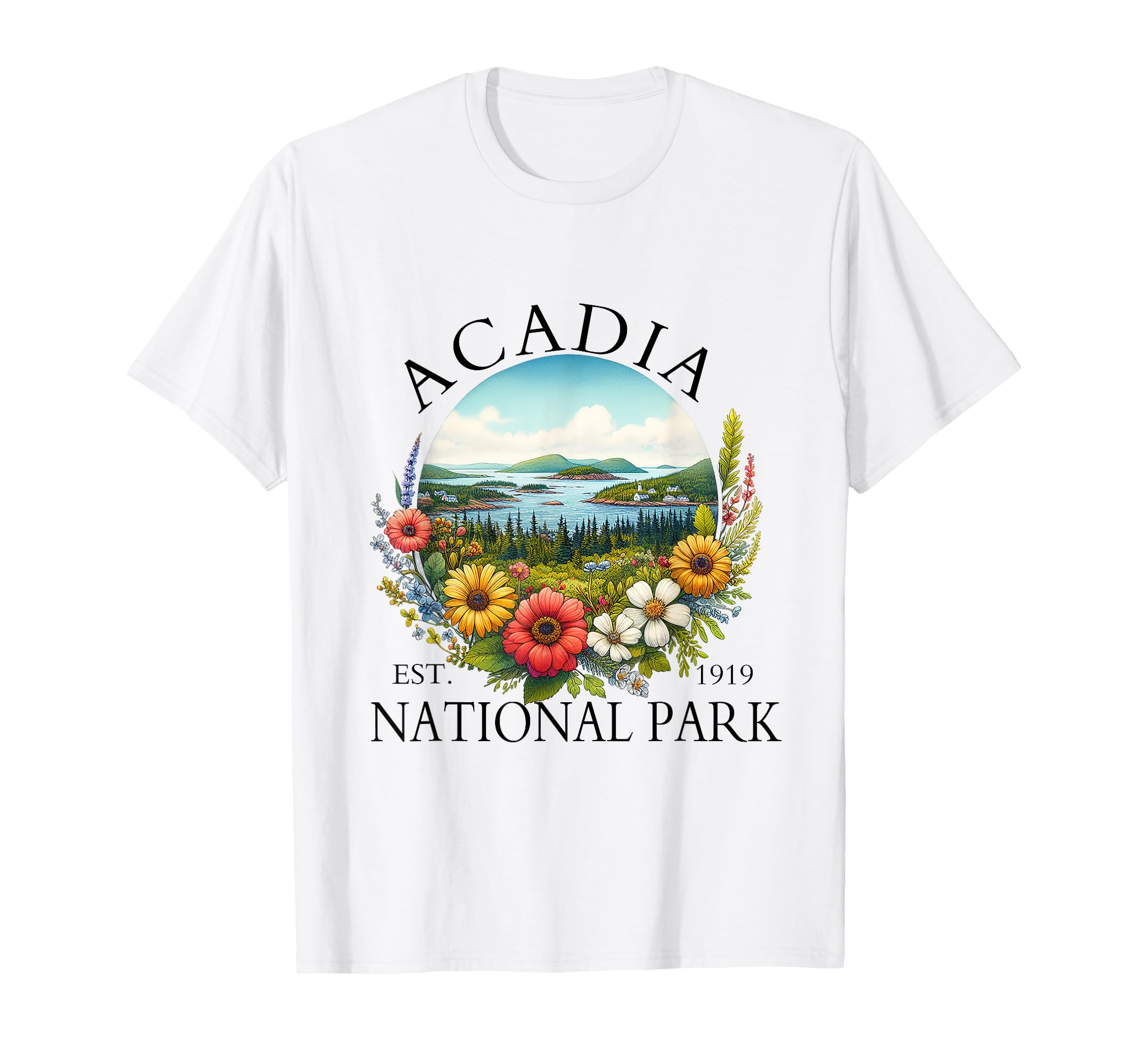 Floral Acadia National Park Hiking T-Shirt - Fun Novelty Design Men Women - T-Shirt, Sweatshirt, Hoodie