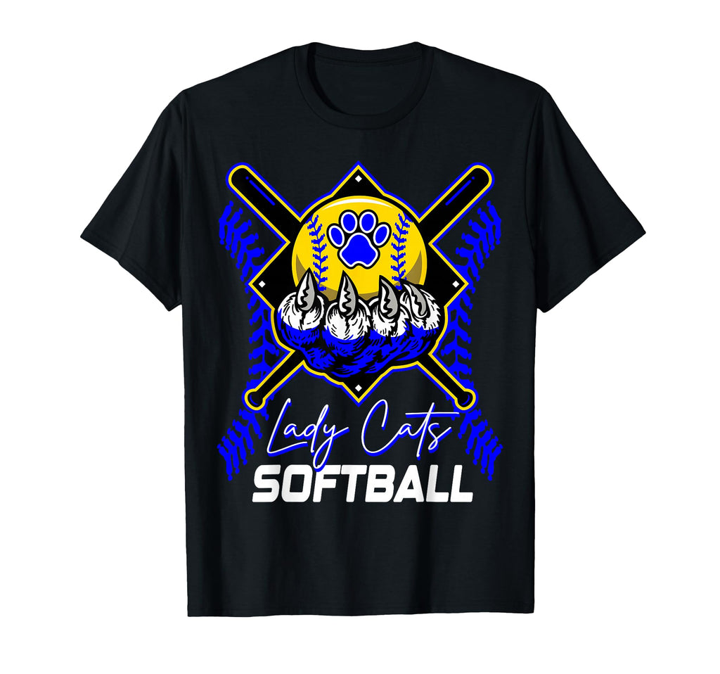 Blue Lady Cats Softball Mom Paw Game Day T-Shirt - Minimalist Print Unisex - T-Shirt, Sweatshirt, Hoodie