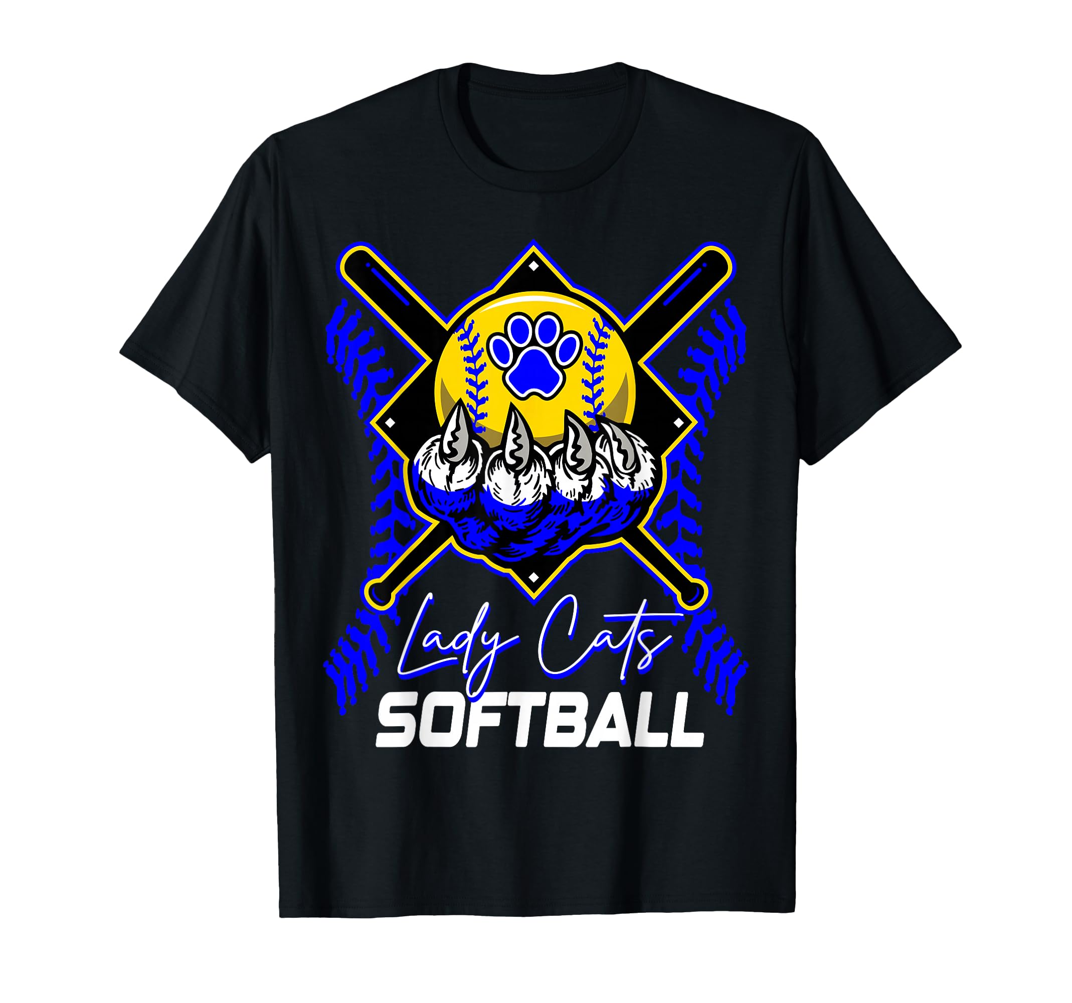 Blue Lady Cats Softball Mom Paw Game Day T-Shirt - Minimalist Print Unisex - T-Shirt, Sweatshirt, Hoodie