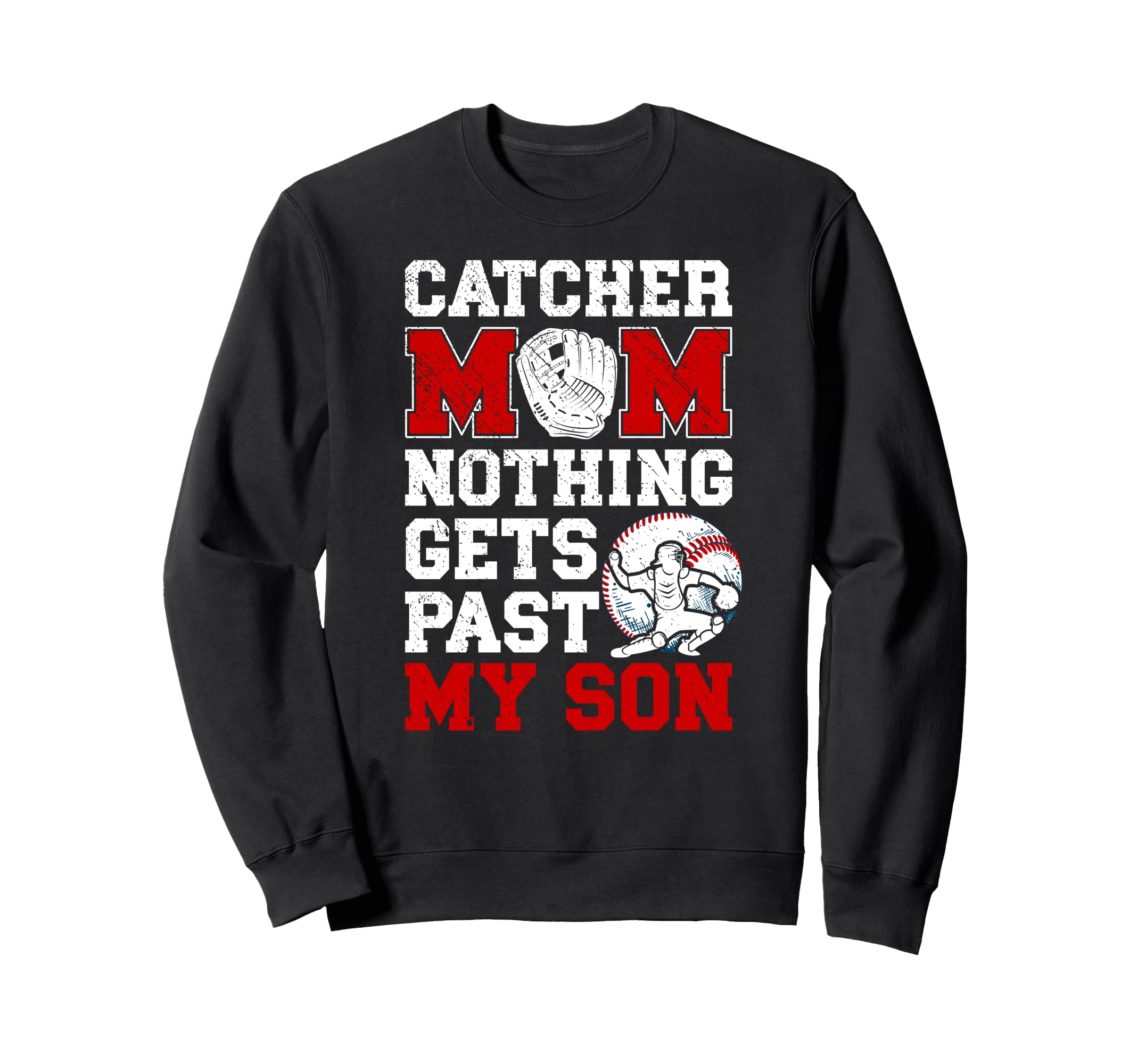 Baseball Catcher Mom Proud Mama Sweatshirt - Minimalist Print for Adults - T-Shirt, Sweatshirt, Hoodie