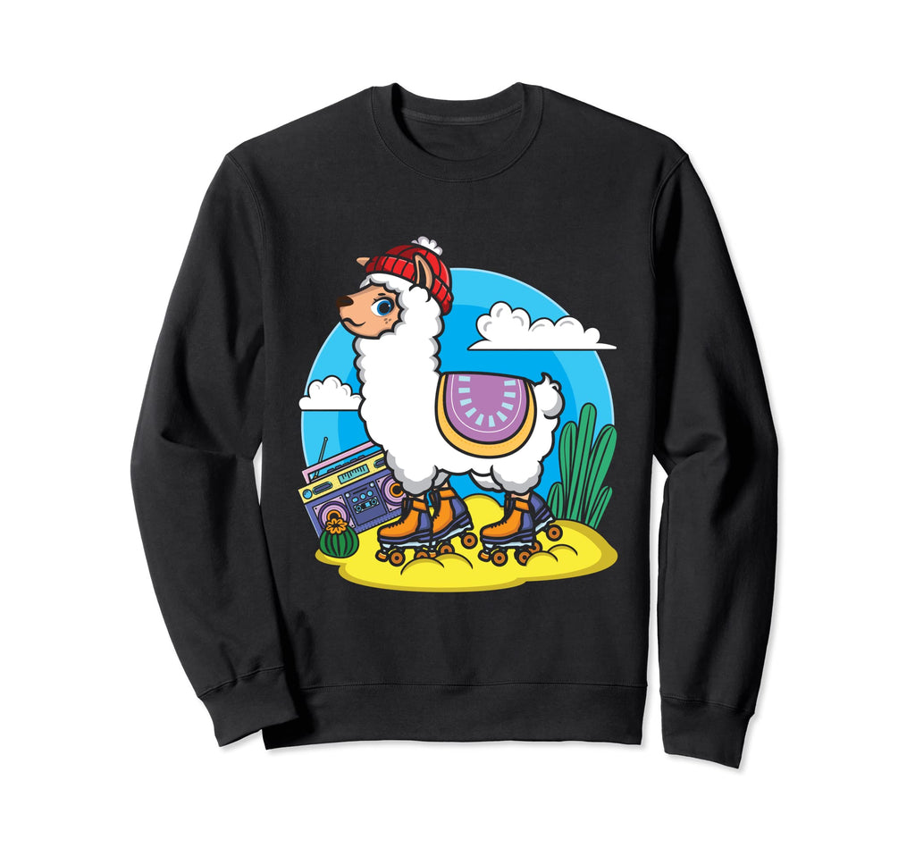 Skating Lama Roller Skater Lover Llama Sweatshirt - Unique Graphic Unisex - T-Shirt, Sweatshirt, Hoodie