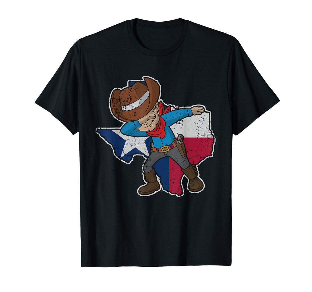 Dabbing Cowboy Texas Texan Flag Map T-Shirt - Minimalist Print Men Women - T-Shirt, Sweatshirt, Hoodie