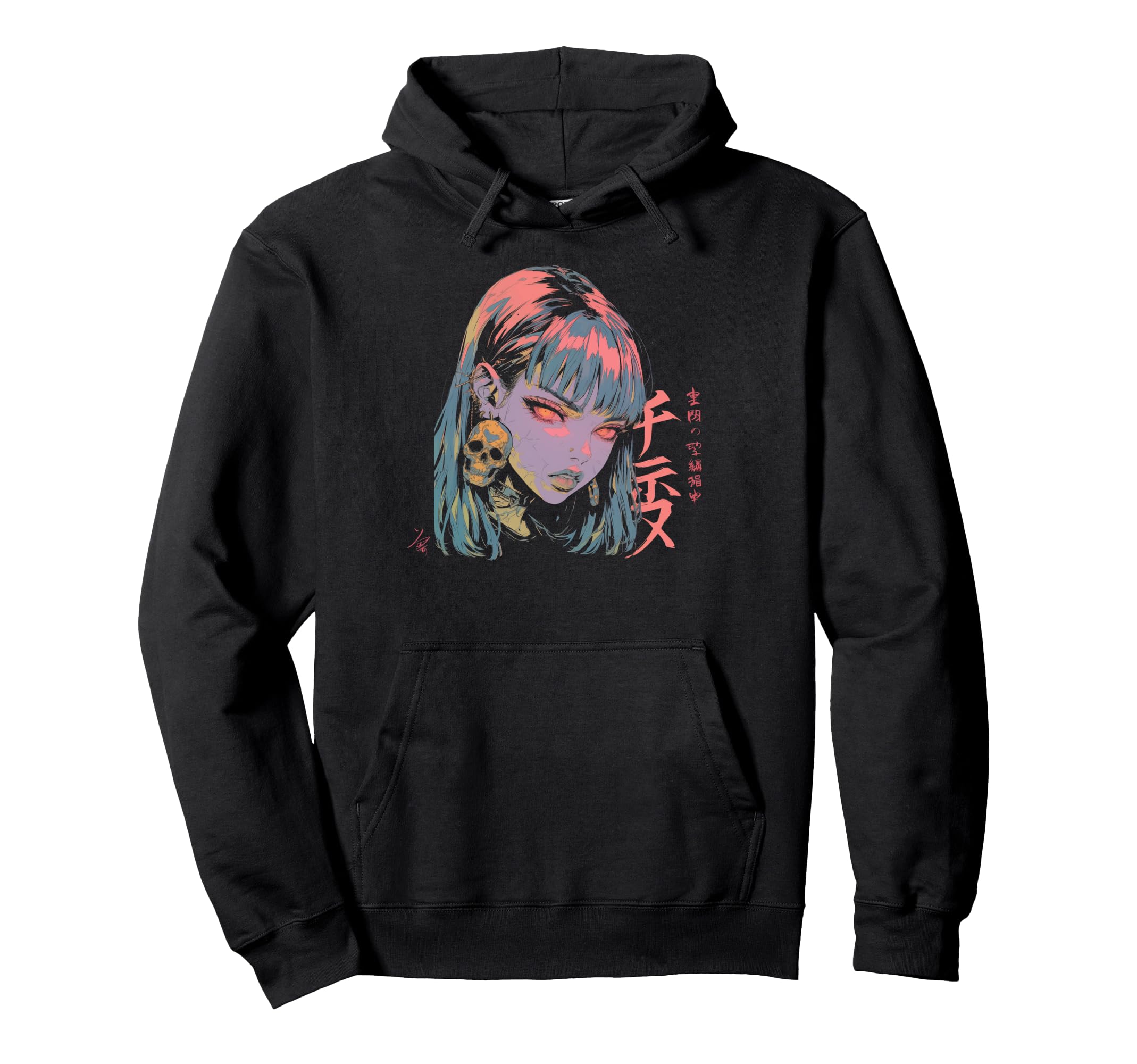 Goth Grunge Demon Anime Waifu Horror Alt Hoodie - Graphic Print for Adults - T-Shirt, Sweatshirt, Hoodie